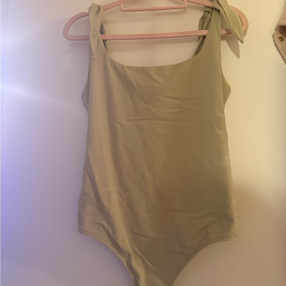 Express Olive Green Kids One-Piece with Tie Shoulder Straps